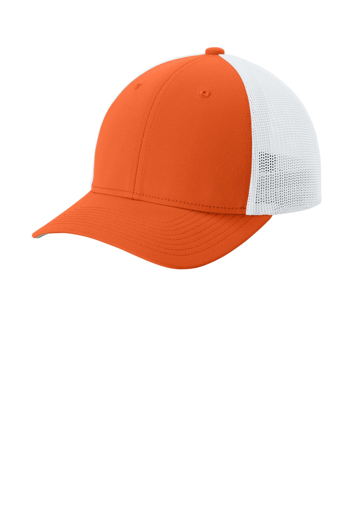 Sport-Tek Stretch-Tek Mesh Back Cap STC60 in Deep Orange/ White