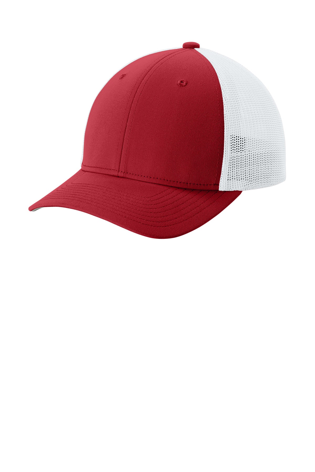 Sport-Tek Stretch-Tek Mesh Back Cap STC60 in Deep Red/ White