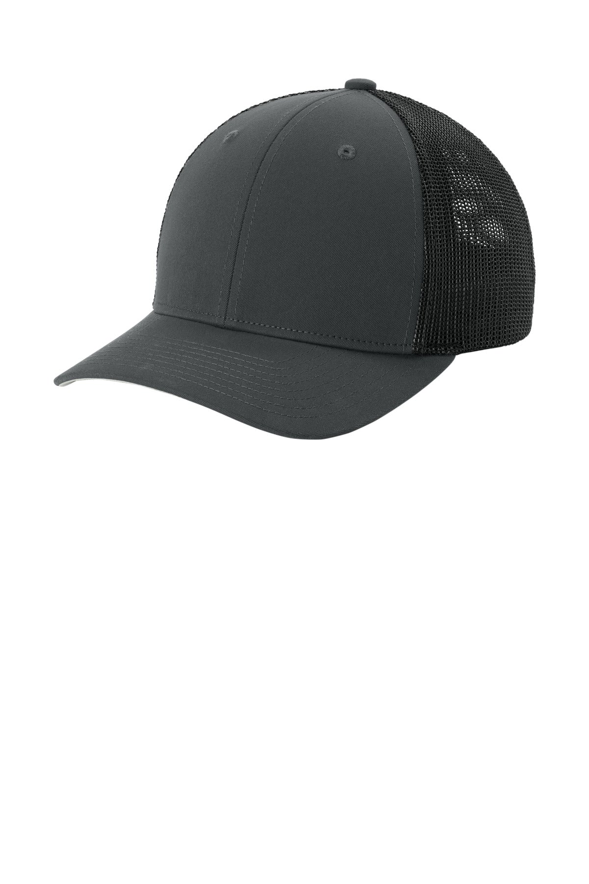 Sport-Tek Stretch-Tek Mesh Back Cap STC60 in Iron Grey/ Black