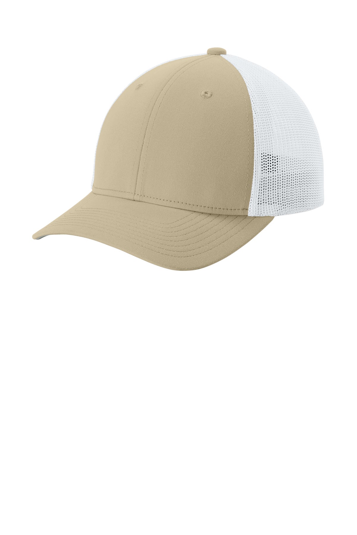 Sport-Tek Stretch-Tek Mesh Back Cap STC60 in Sahara/ White