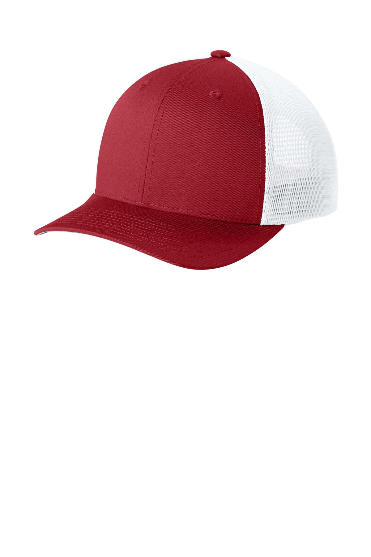 Sport-Tek Stretch-Tek Snapback Trucker Cap STC74 in Deep Red/ White