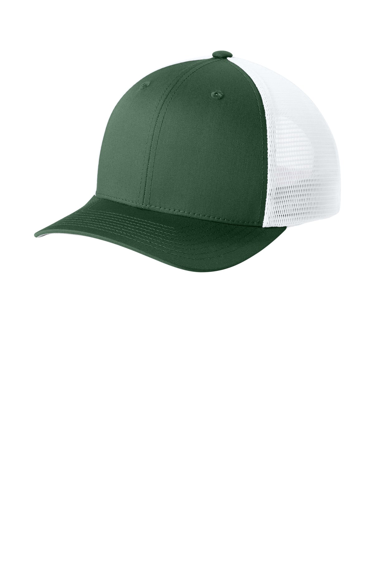 Sport-Tek Stretch-Tek Snapback Trucker Cap STC74 in Forest Green/ White