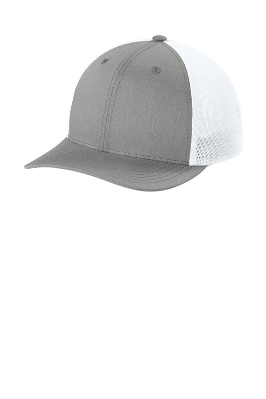 Sport-Tek Stretch-Tek Snapback Trucker Cap STC74 in Heather Grey/ White