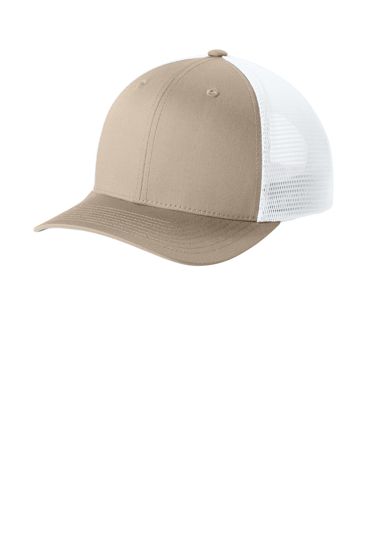 Sport-Tek Stretch-Tek Snapback Trucker Cap STC74 in Sahara/ White