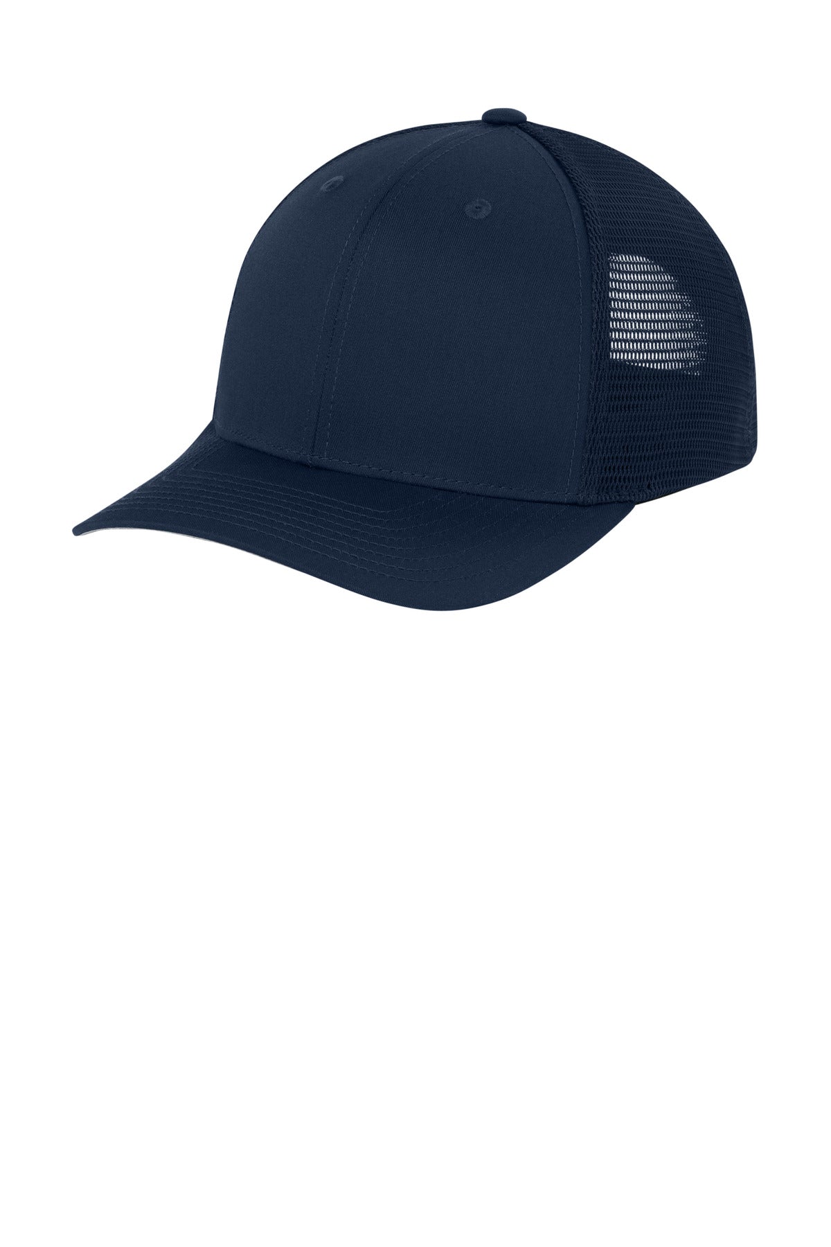 Sport-Tek Stretch-Tek Snapback Trucker Cap STC74 in True Navy/ True Navy