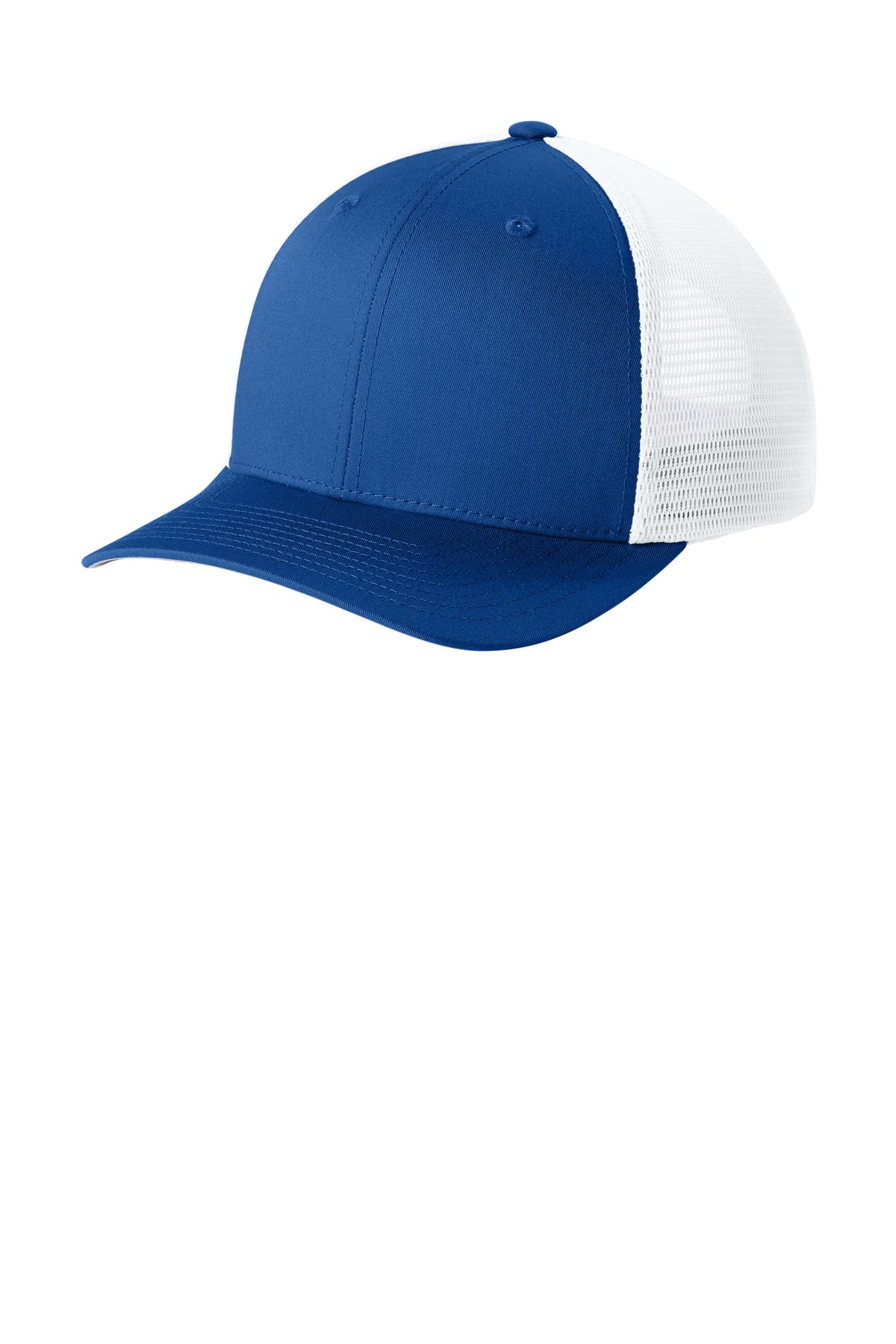 Sport-Tek Stretch-Tek Snapback Trucker Cap STC74 in True Royal/ White