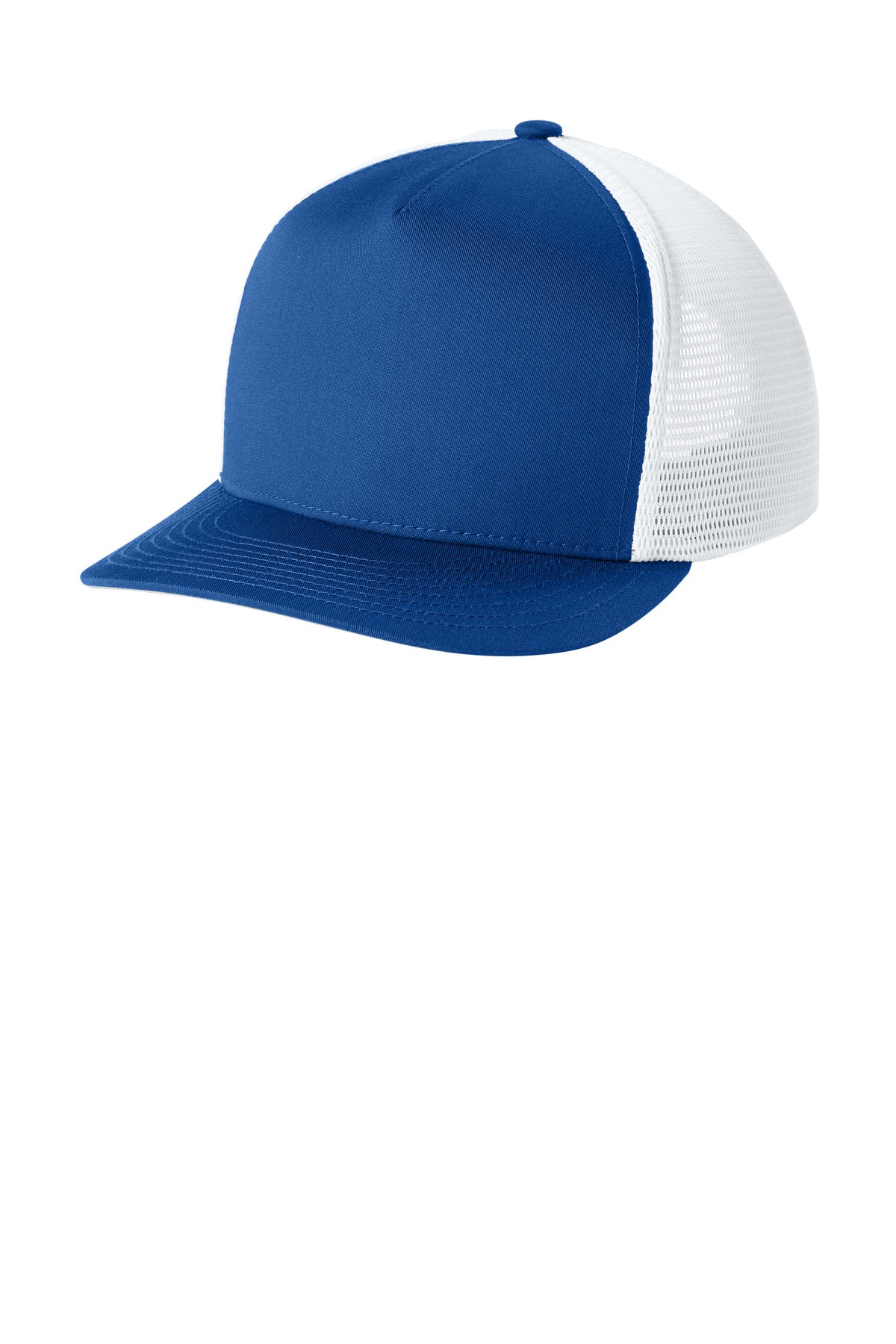 Sport-Tek Stretch-Tek 5-Panel Trucker Cap STC75 in True Royal/ White