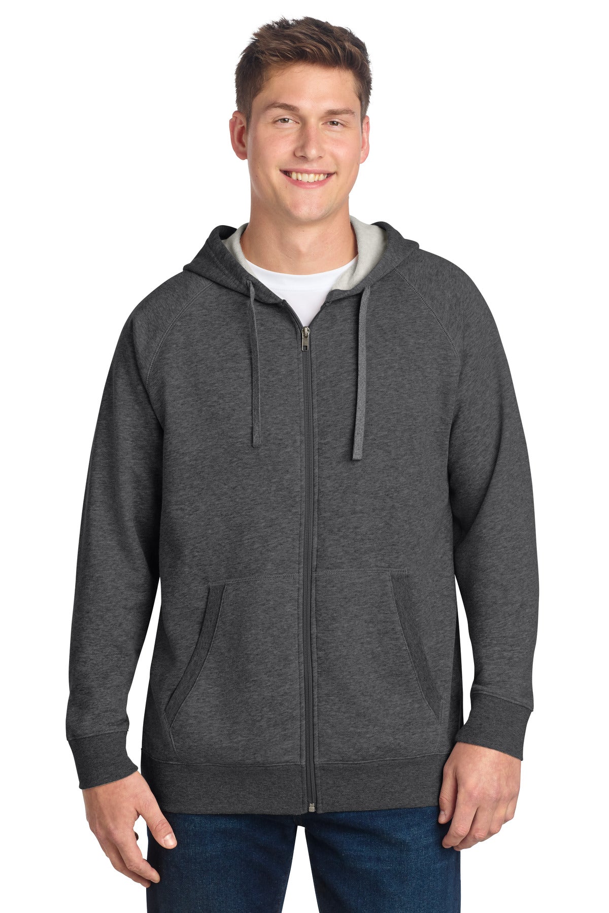 Sport-Tek Drive Fleece Hooded Full-Zip STF201 in Graphite Heather