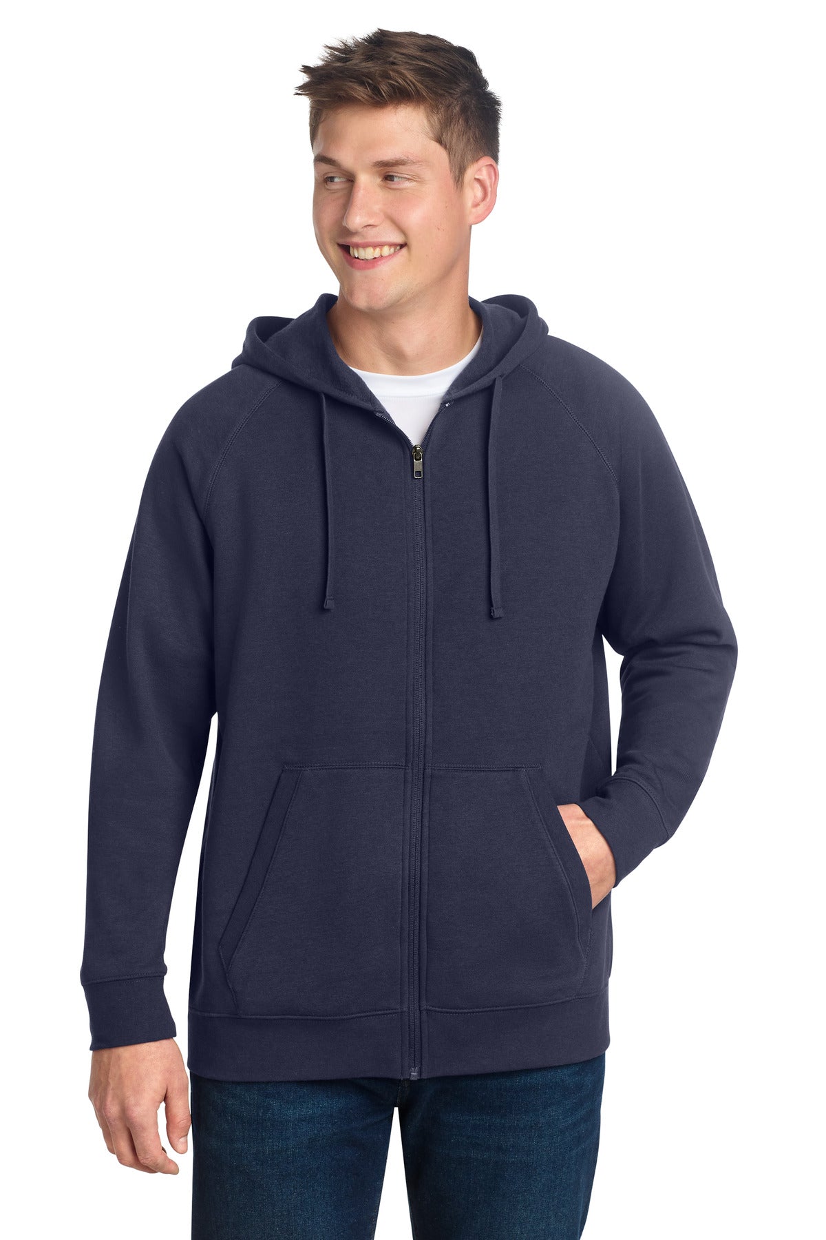 Sport-Tek Drive Fleece Hooded Full-Zip STF201 in True Navy