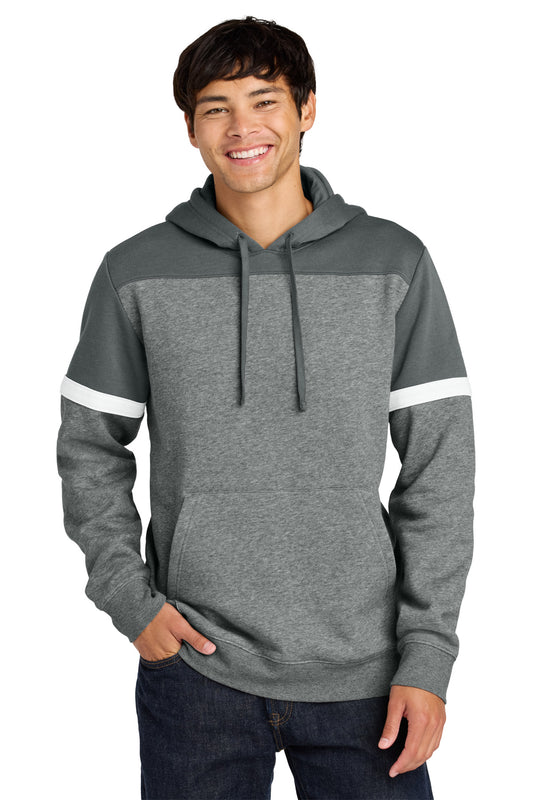 Sport-Tek Drive Fleece Colorblock Hoodie STF205 in Dark Smoke Grey/ Vintage Heather