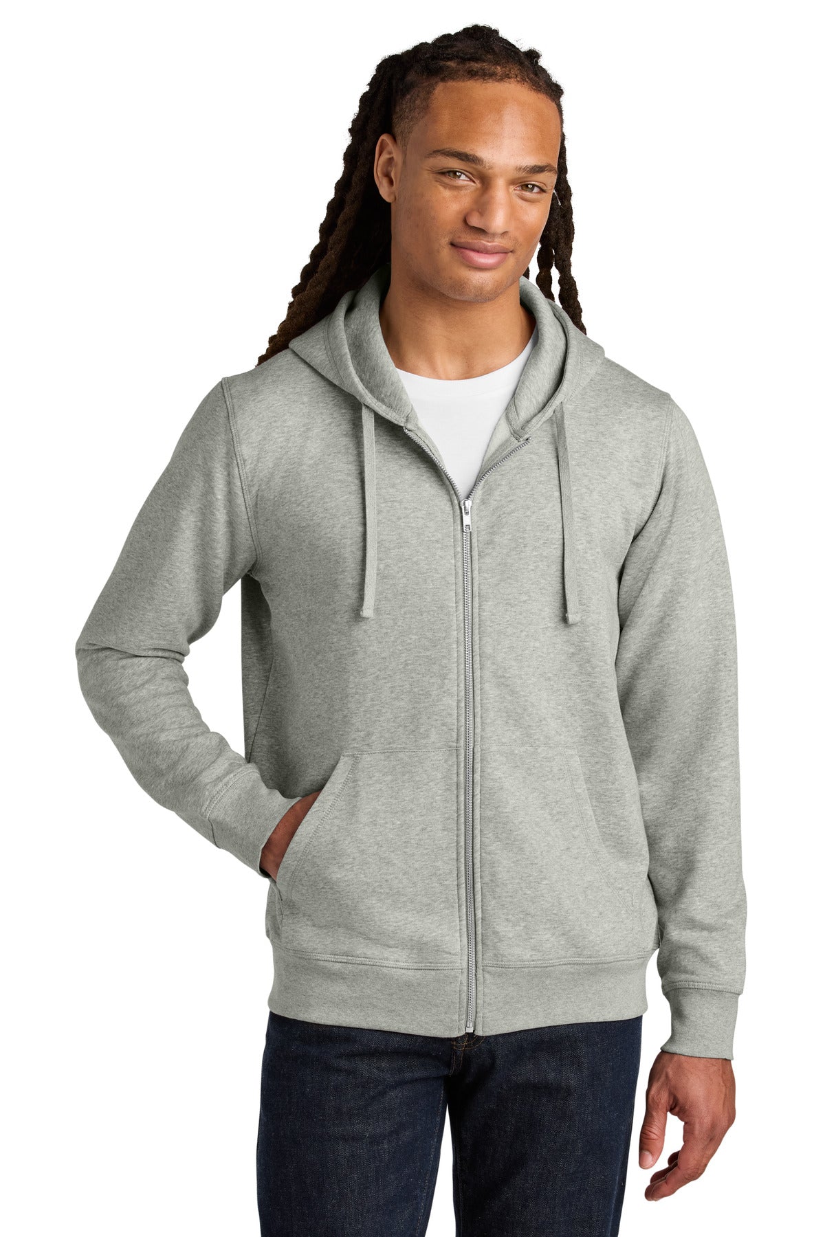 Stanley/Stella Unisex Mixer Full-Zip Hooded Sweatshirt SXU011 in Heather Grey