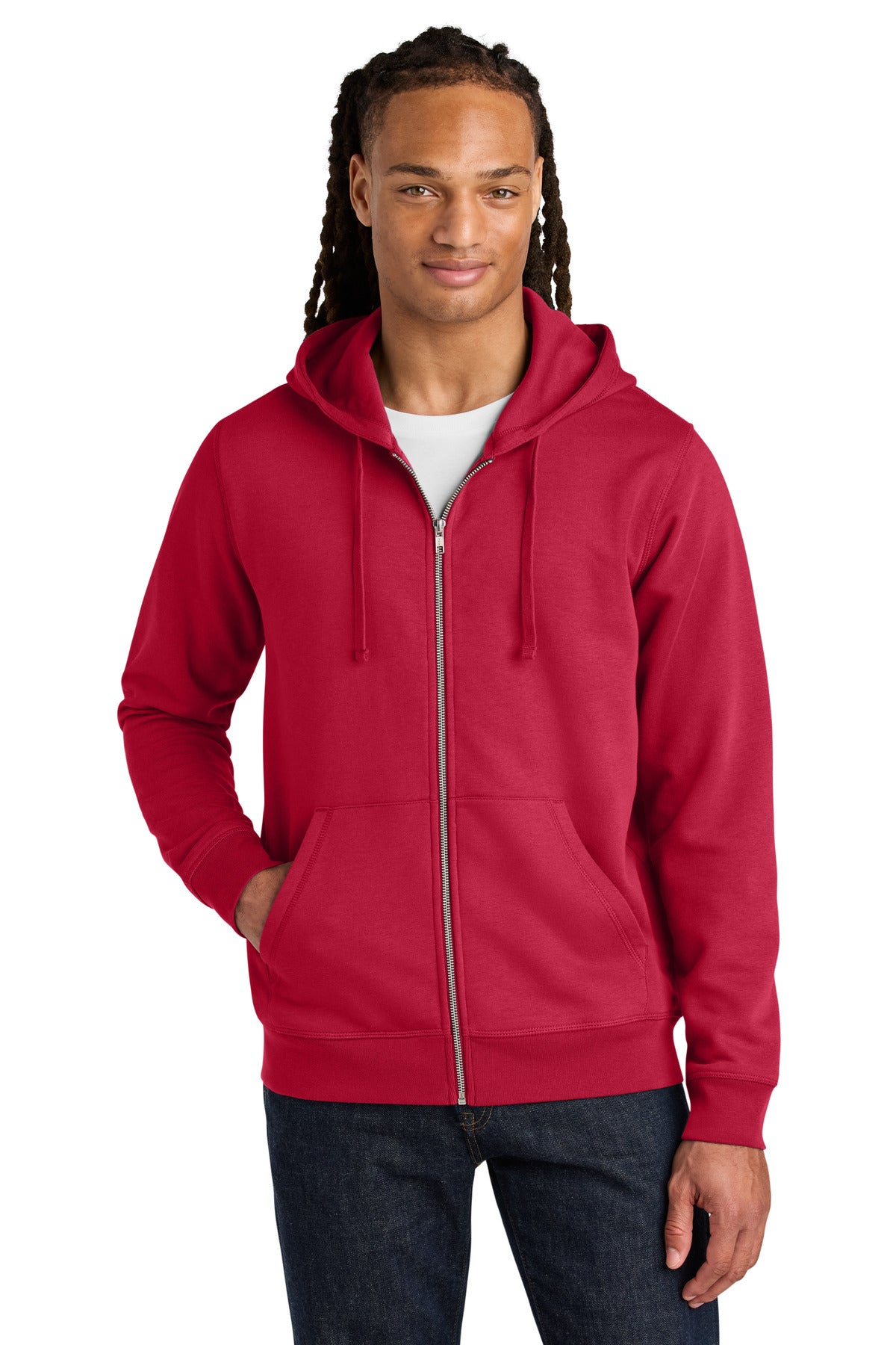 Stanley/Stella Unisex Mixer Full-Zip Hooded Sweatshirt SXU011 in Red