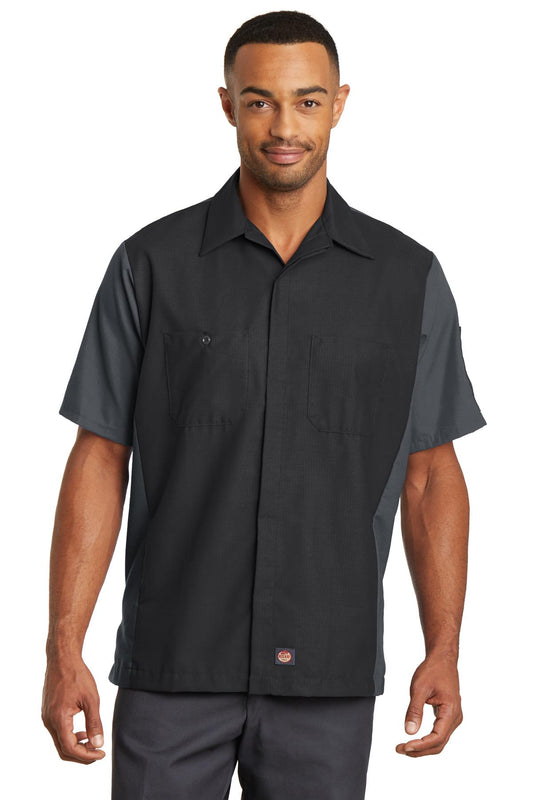 Red Kap Short Sleeve Ripstop Crew Shirt. SY20 in Black/ Charcoal