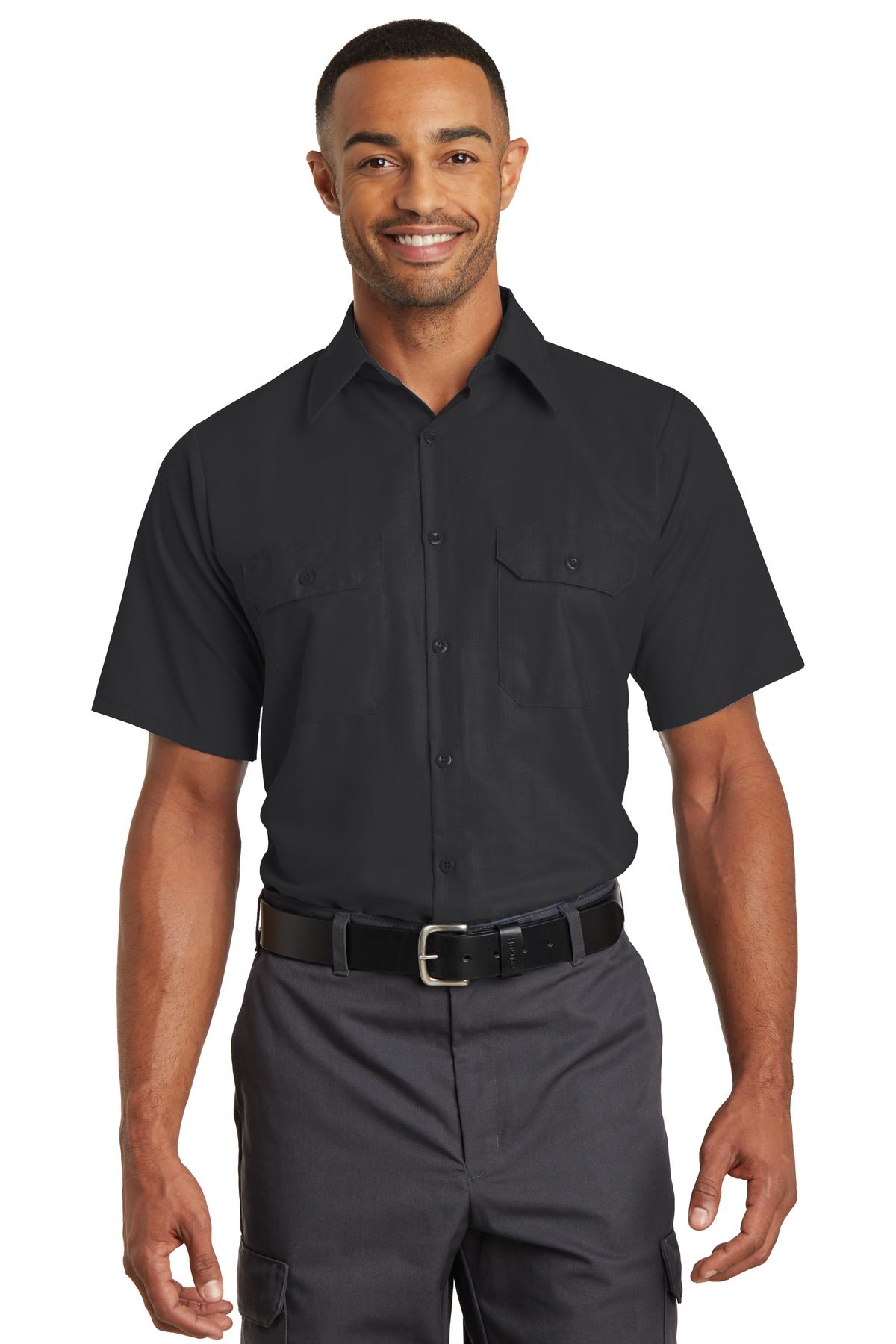 Red Kap Short Sleeve Solid Ripstop Shirt. SY60 in Black