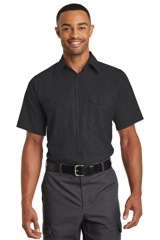 Red Kap Short Sleeve Solid Ripstop Shirt. SY60 in Black