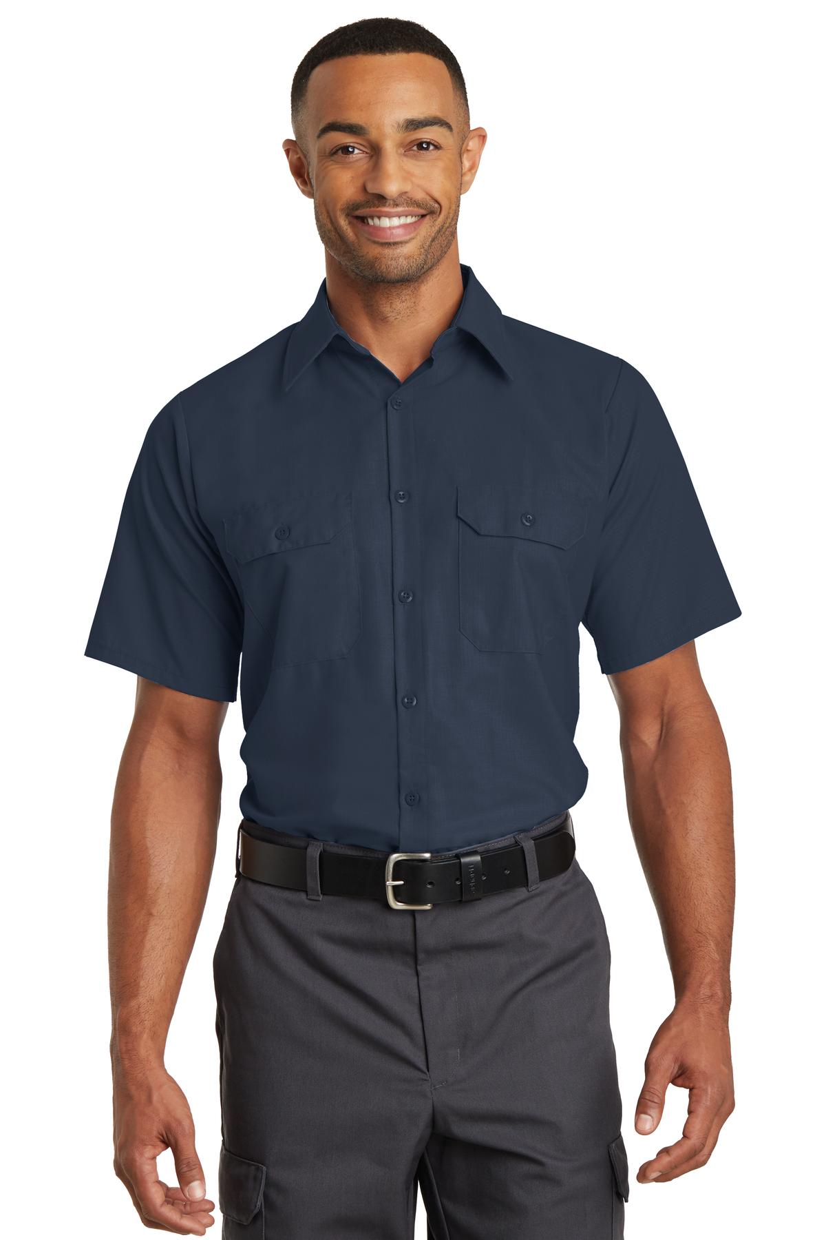 Red Kap Short Sleeve Solid Ripstop Shirt. SY60 in Navy