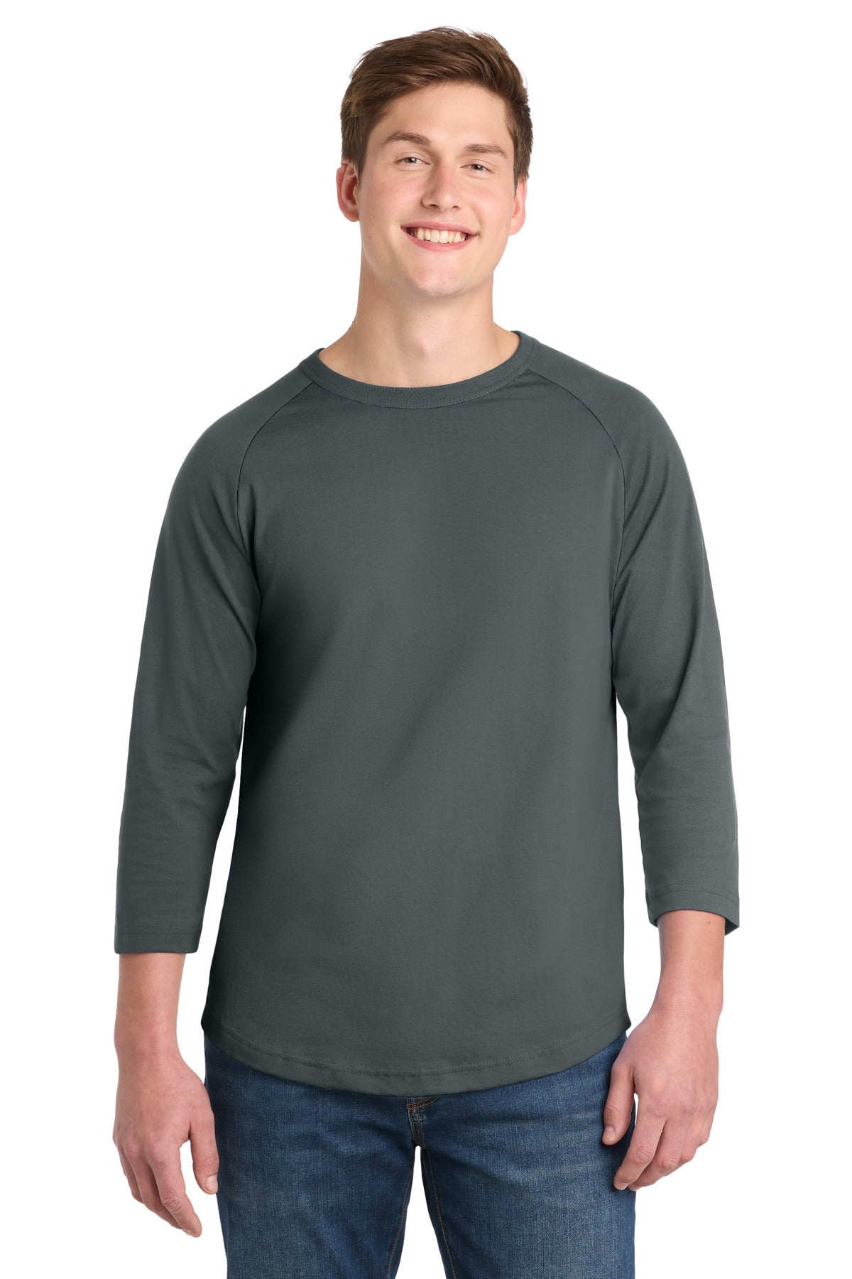 Sport-Tek Colorblock Raglan Jersey.  T200 in Iron Grey