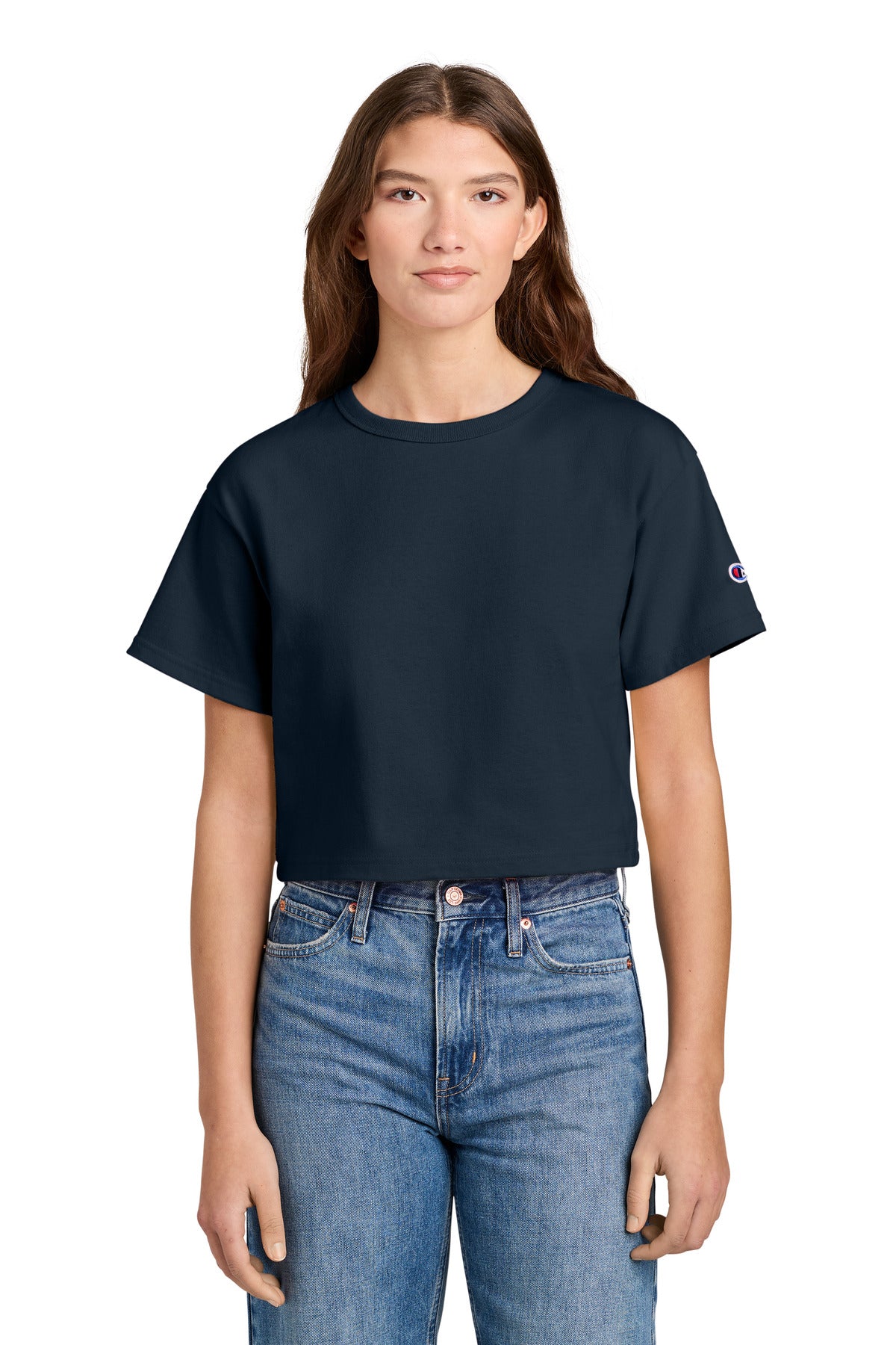 Champion Women's Cropped Heritage Tee T453W in Navy