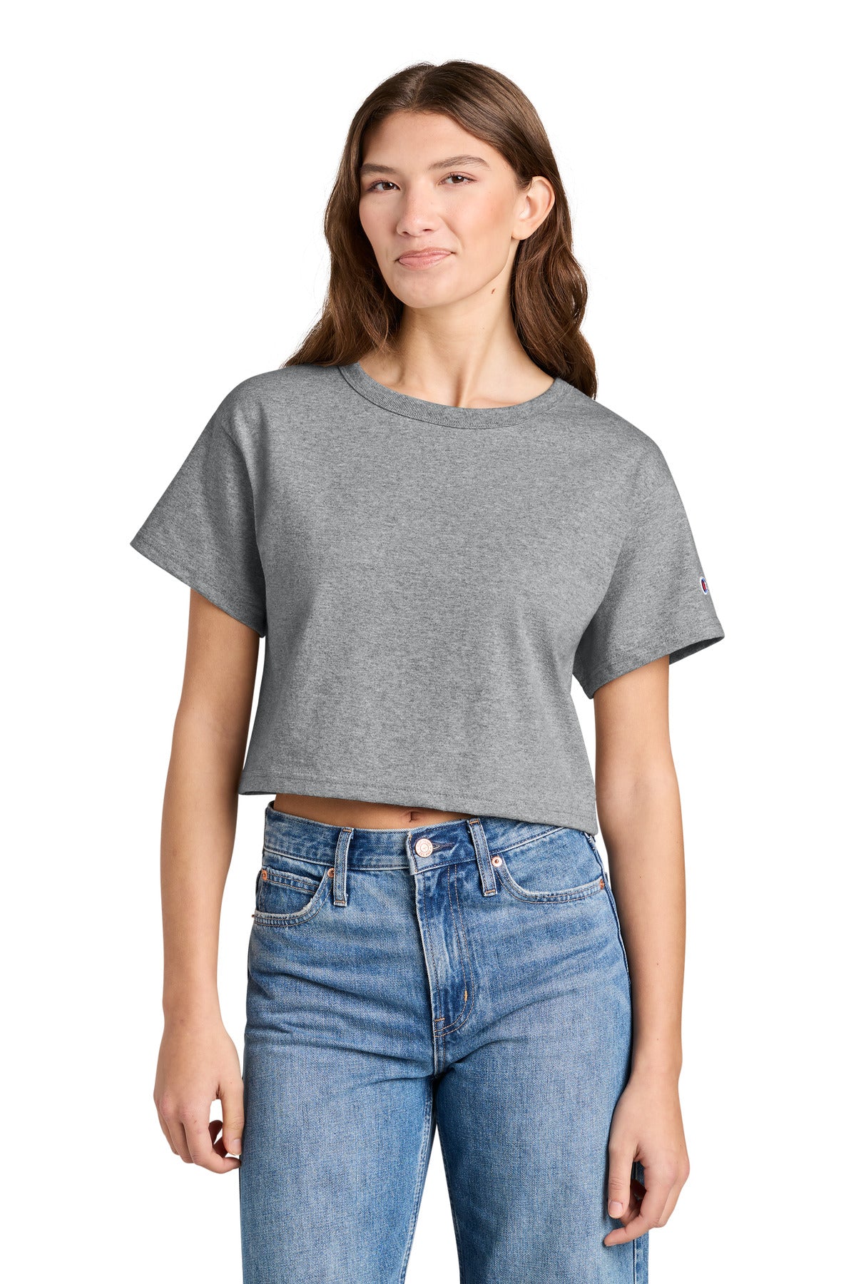 Champion Women's Cropped Heritage Tee T453W in Oxford Grey