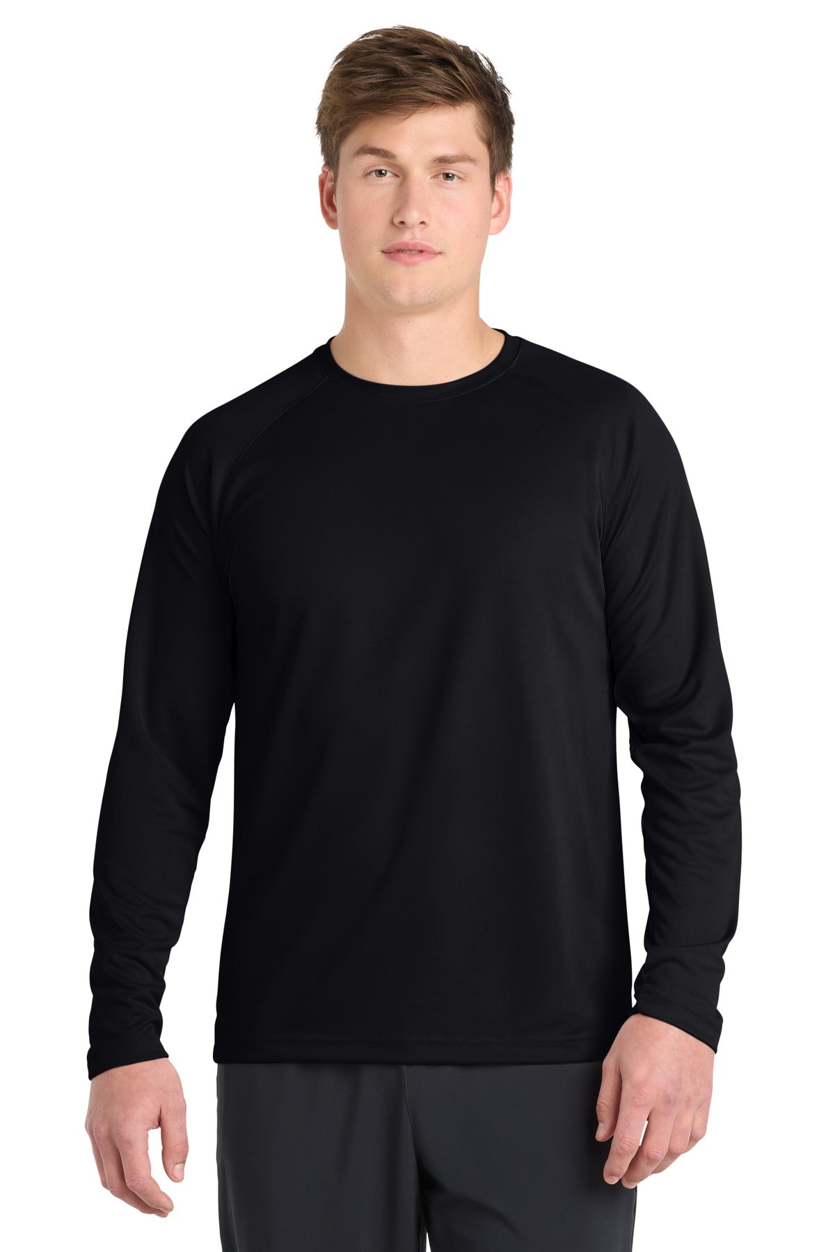 Sport-Tek Dry Zone Long Sleeve Raglan T-Shirt. T473LS in Black