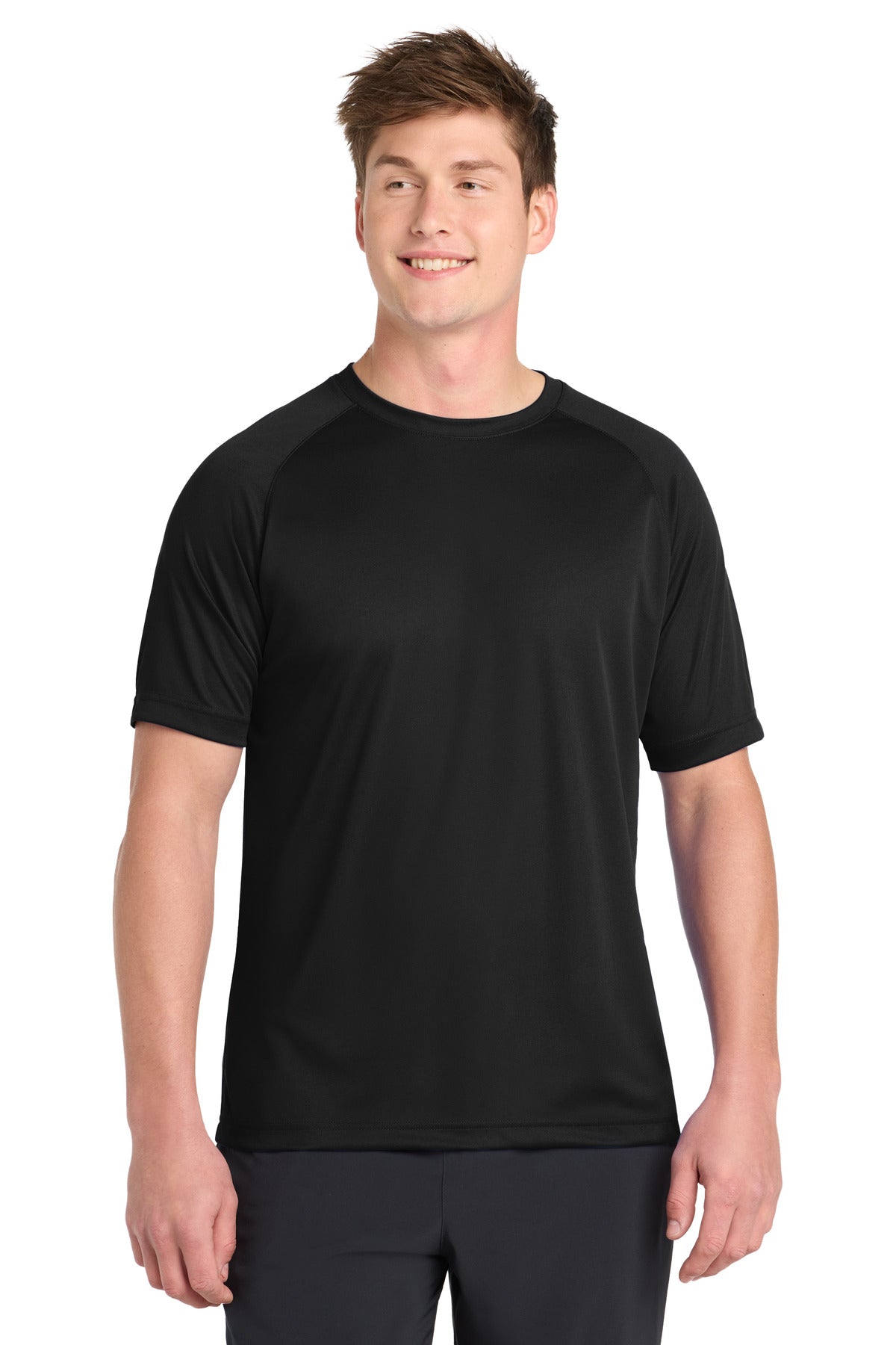 Sport-Tek Dry Zone Short Sleeve Raglan T-Shirt. T473 in Black