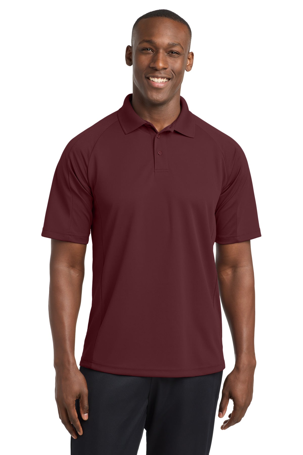 Sport-Tek Dri-Mesh Pro Polo. T474 in Maroon