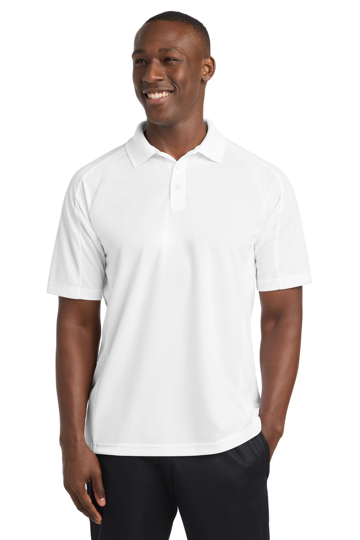 Sport-Tek Dri-Mesh Pro Polo. T474 in White