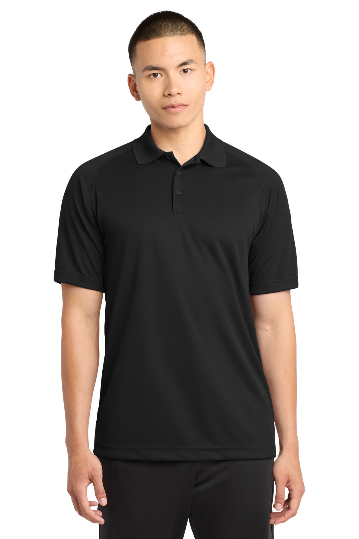 Sport-Tek Dry Zone Raglan Polo. T475 in Black