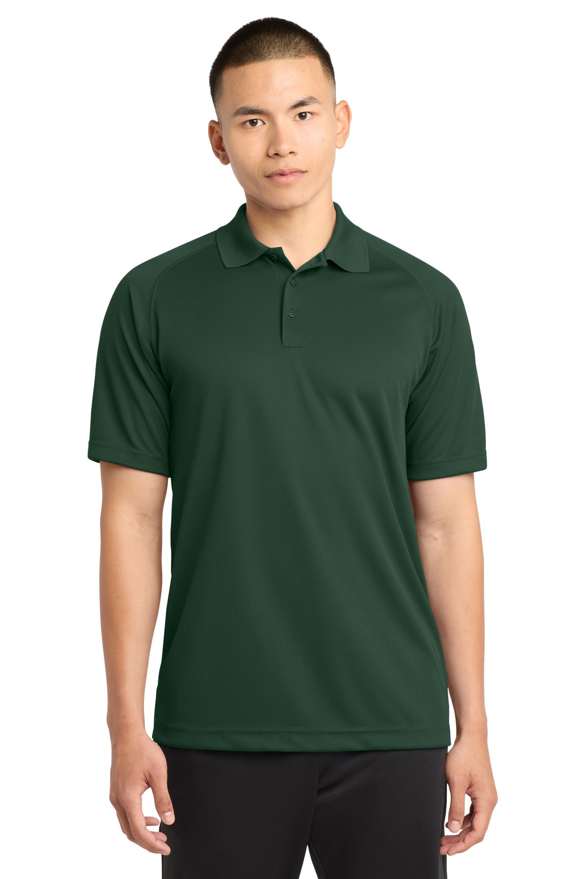Sport-Tek Dry Zone Raglan Polo. T475 in Forest Green