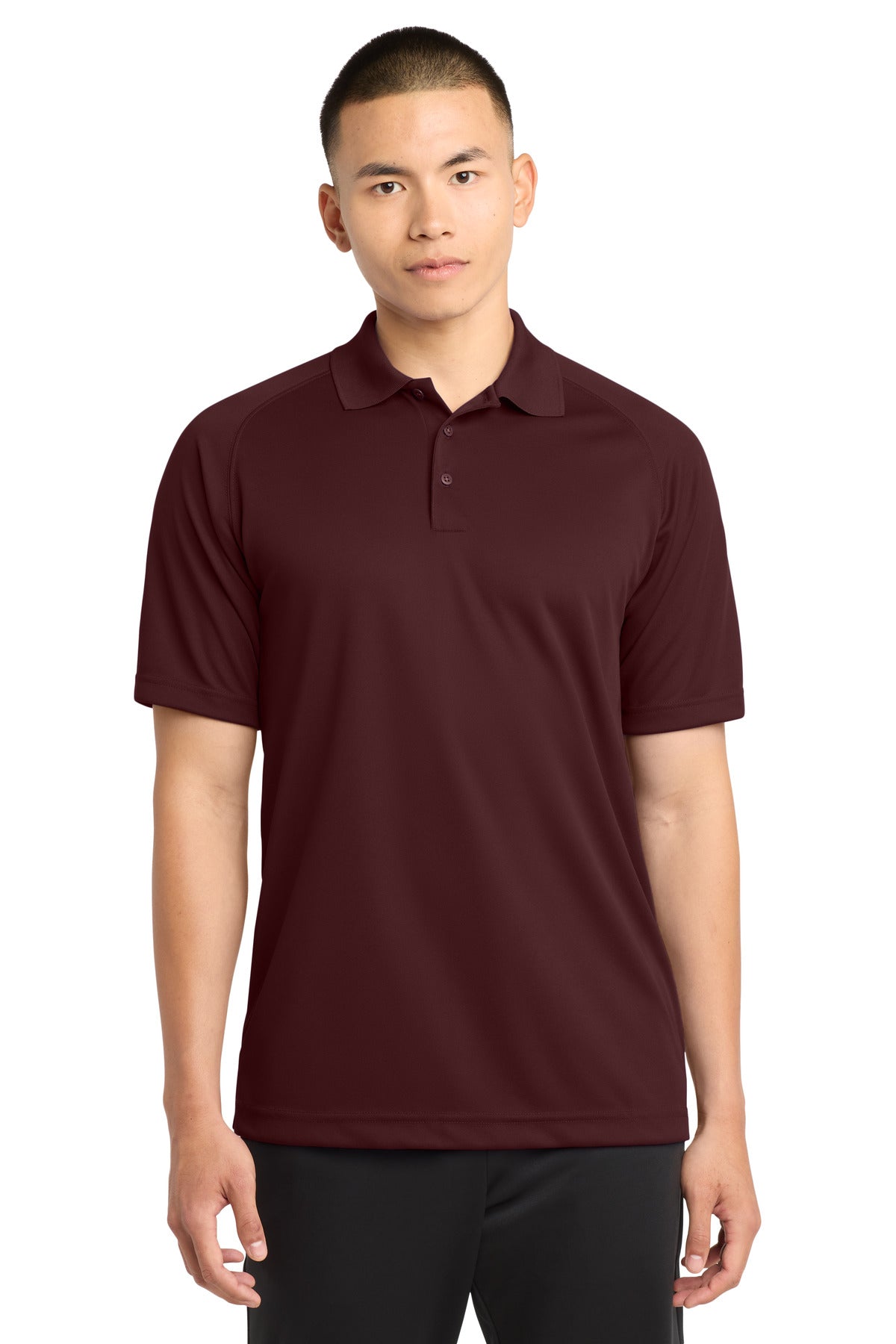 Sport-Tek Dry Zone Raglan Polo. T475 in Maroon