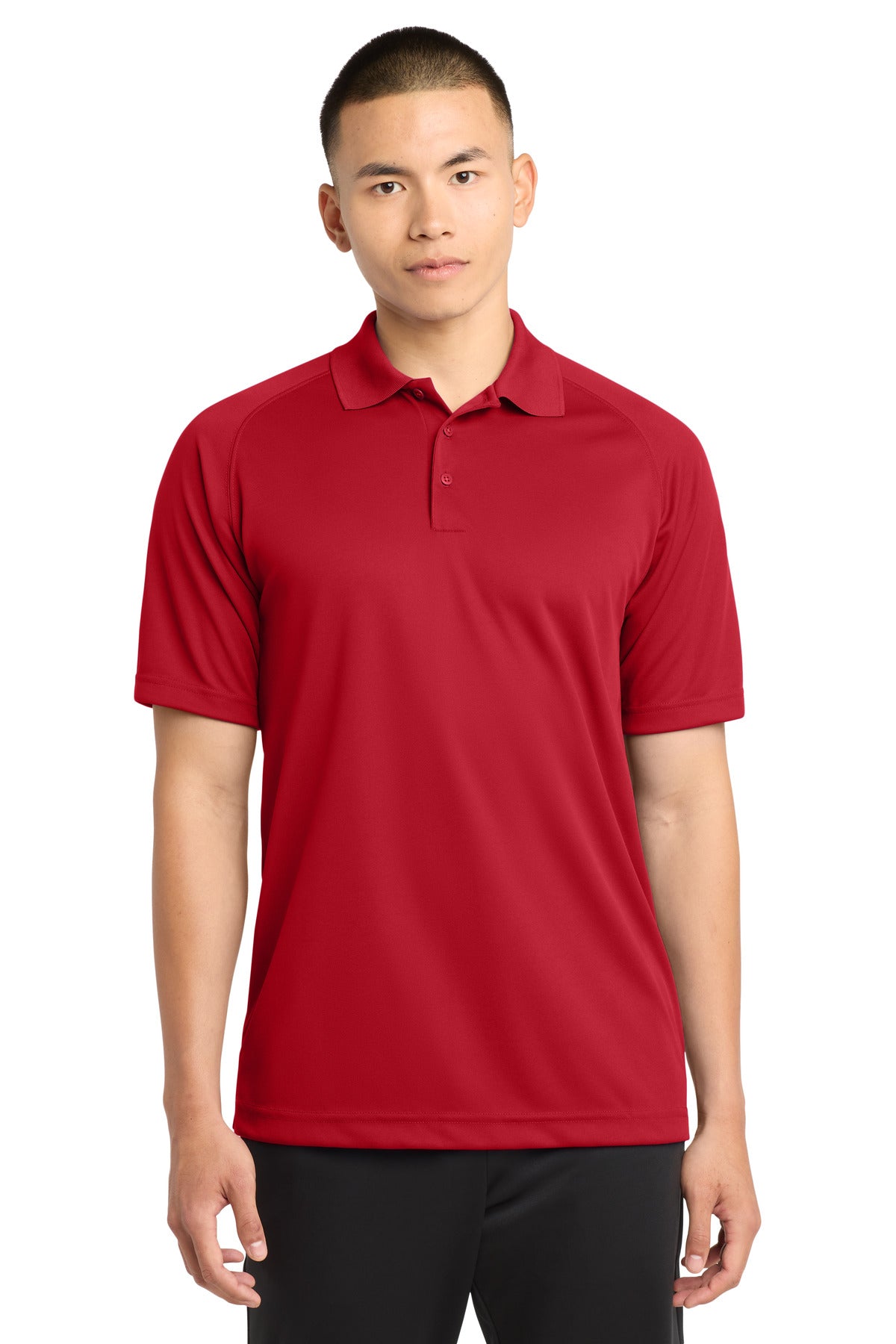 Sport-Tek Dry Zone Raglan Polo. T475 in True Red