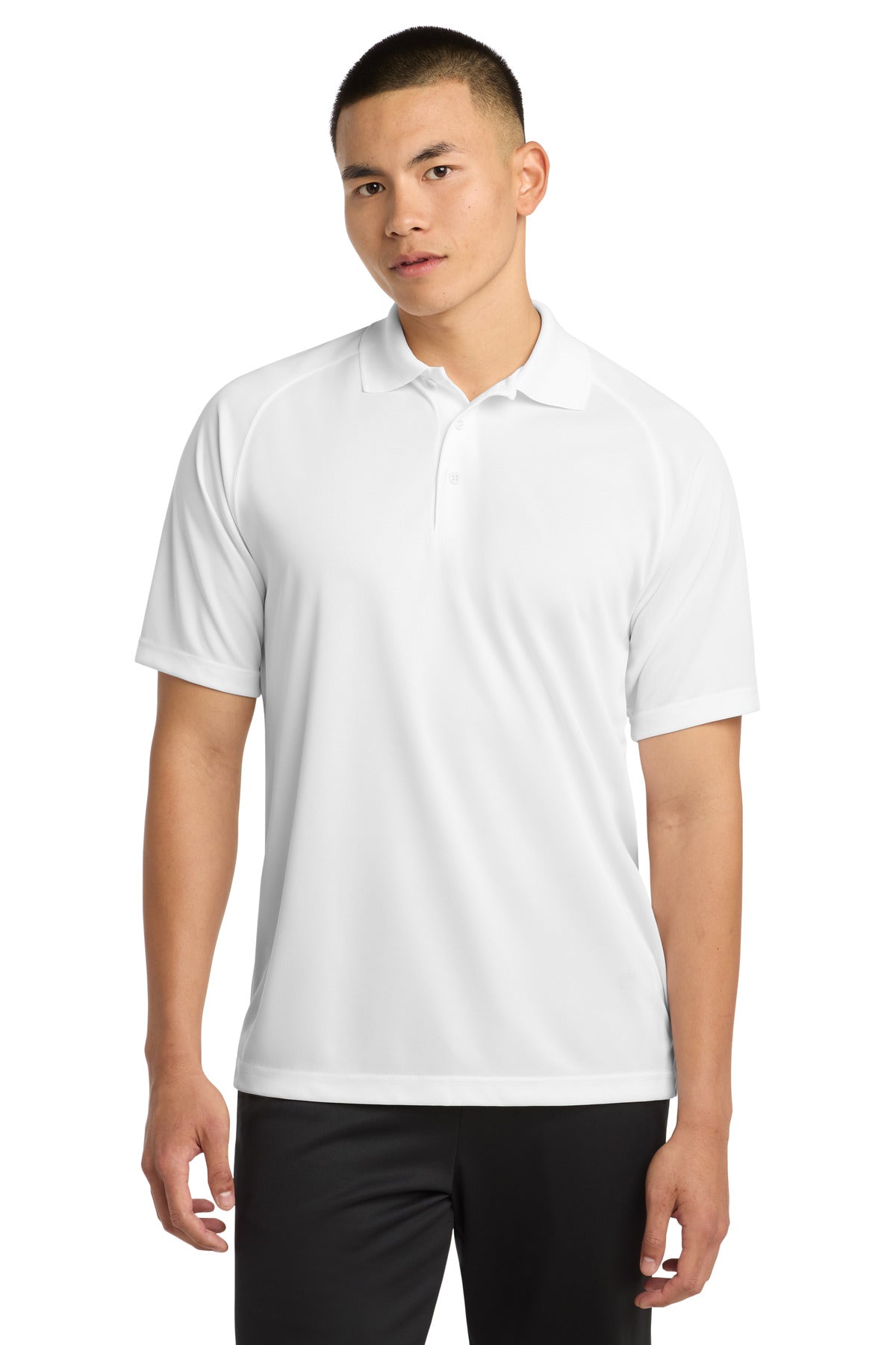 Sport-Tek Dry Zone Raglan Polo. T475 in White