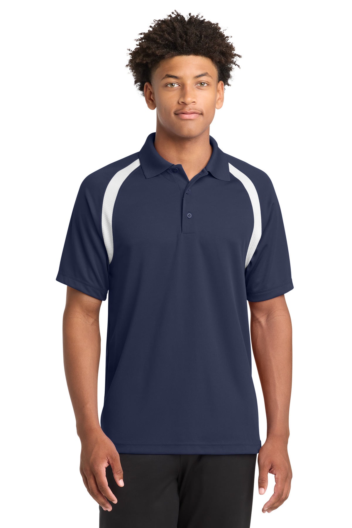 Sport-Tek Dry Zone Colorblock Raglan Polo. T476 in True Navy/ White