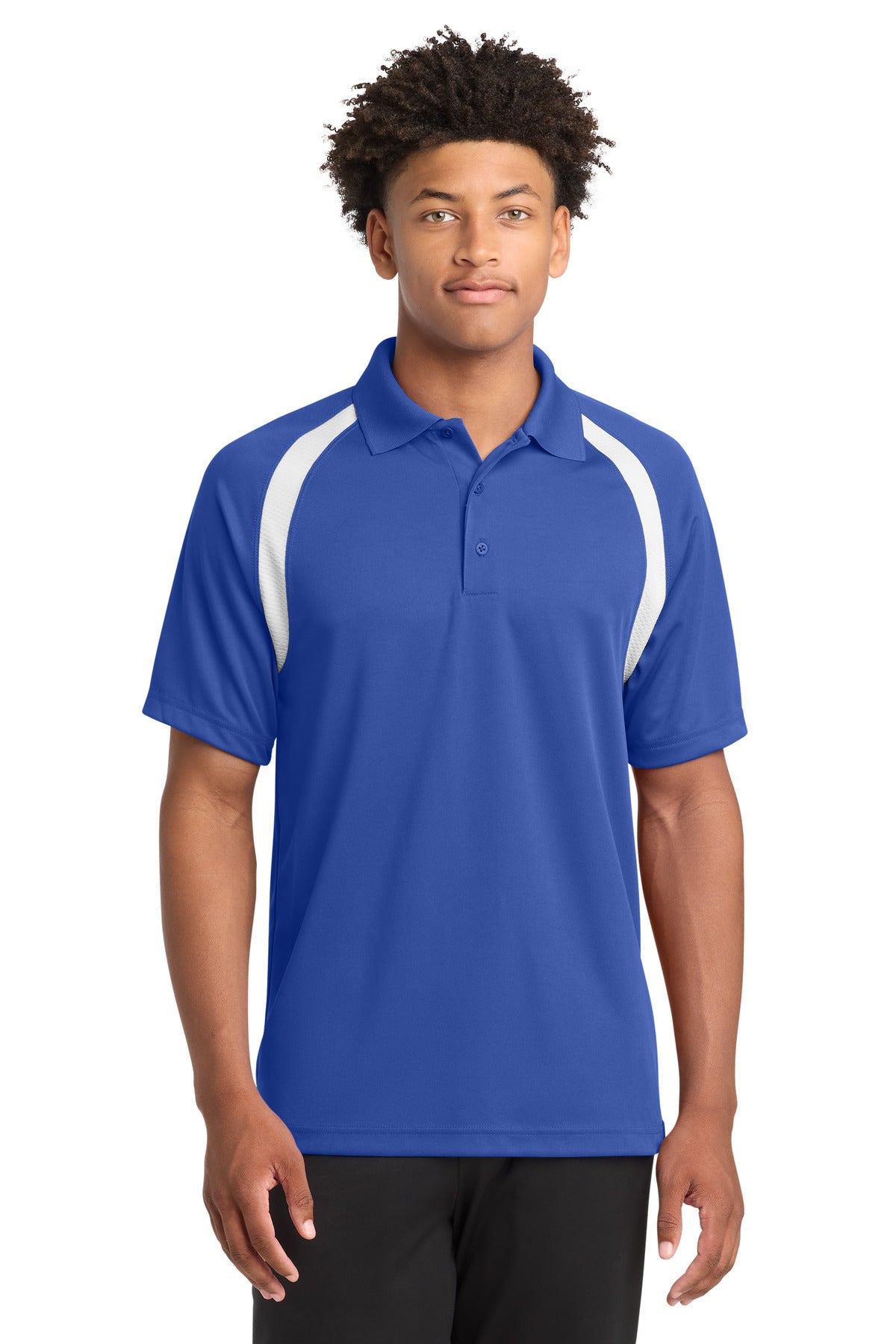 Sport-Tek Dry Zone Colorblock Raglan Polo. T476 in True Royal/ White