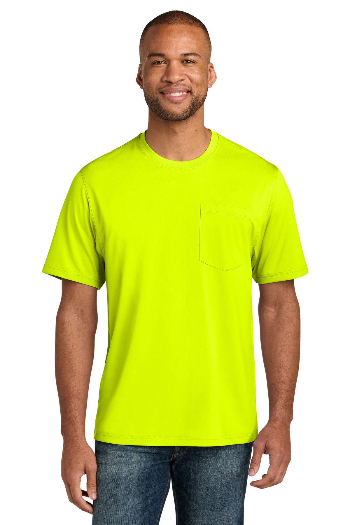 CornerStone Tall Workwear Pro Short Sleeve Pocket Tee TLCS440P in Safety Yellow