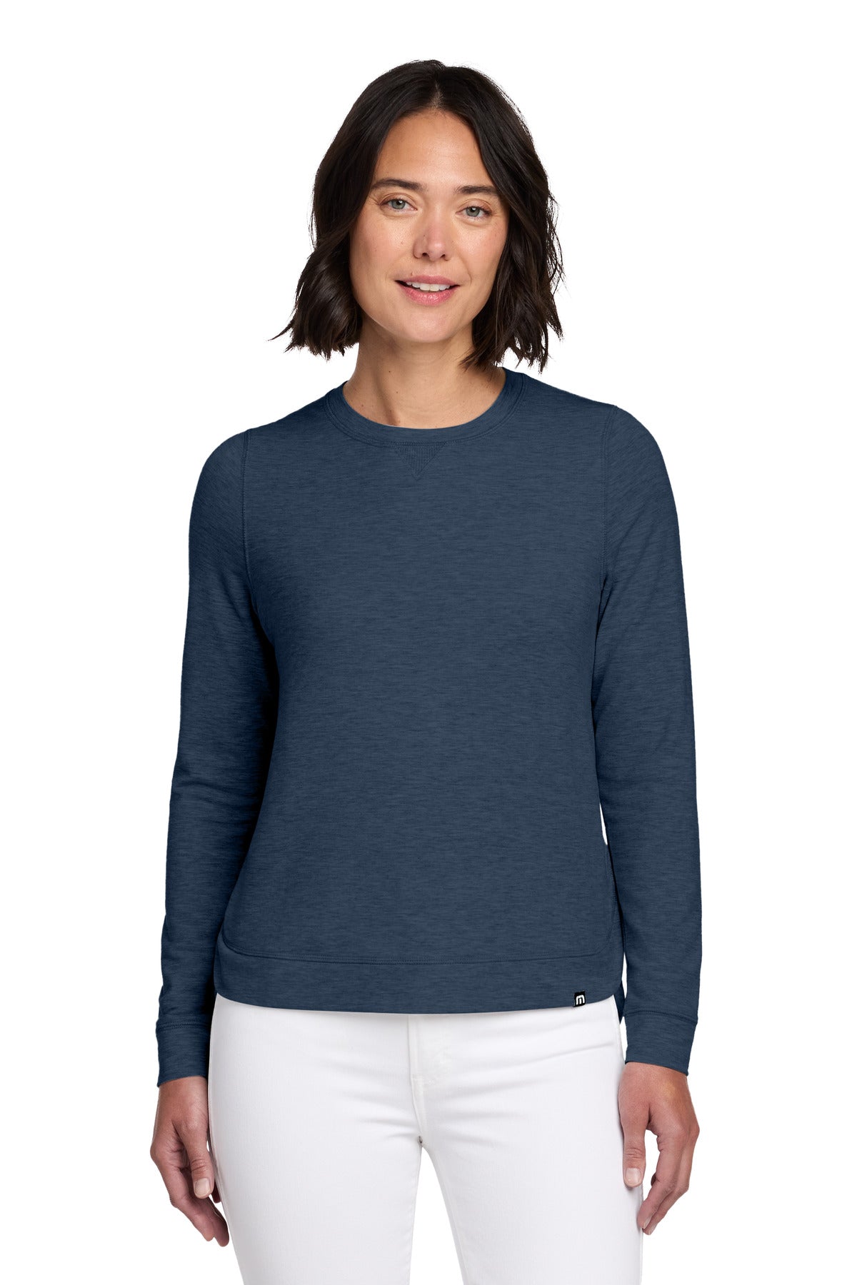 TravisMathew Women's Long Weekend Crew TM1LD003 in Blue Nights Heather