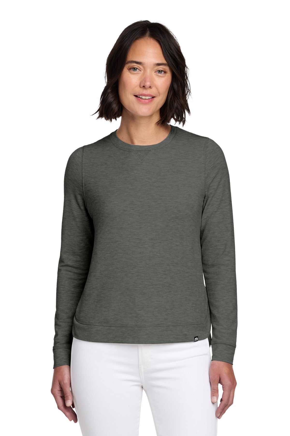 TravisMathew Women's Long Weekend Crew TM1LD003 in Dark Grey Heather
