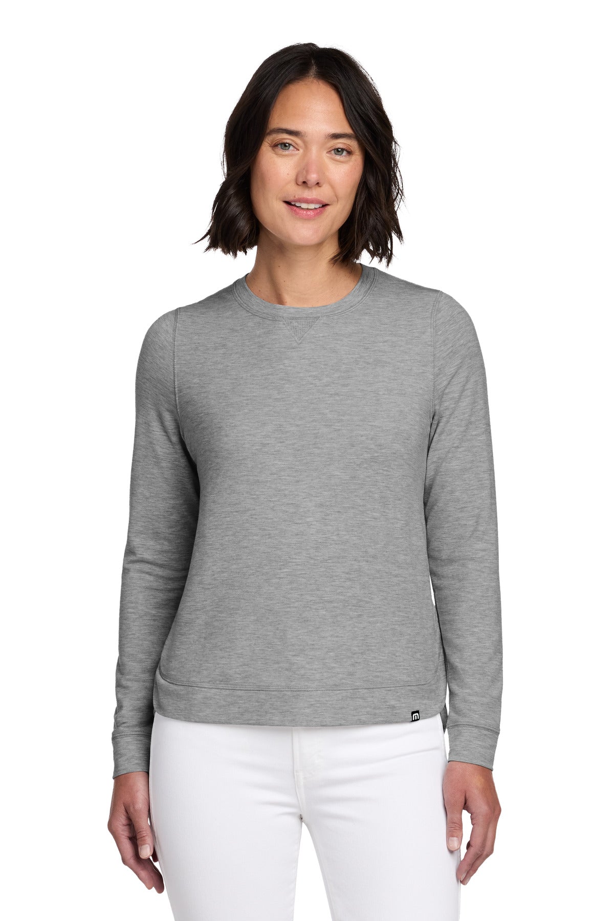 TravisMathew Women's Long Weekend Crew TM1LD003 in Light Grey Heather