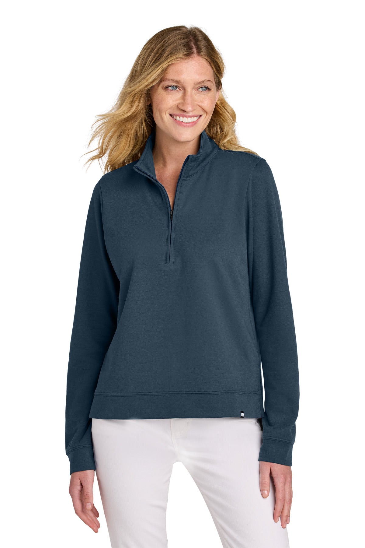 TravisMathew Women's Coveside 1/2-Zip TM1LD007 in Blue Nights