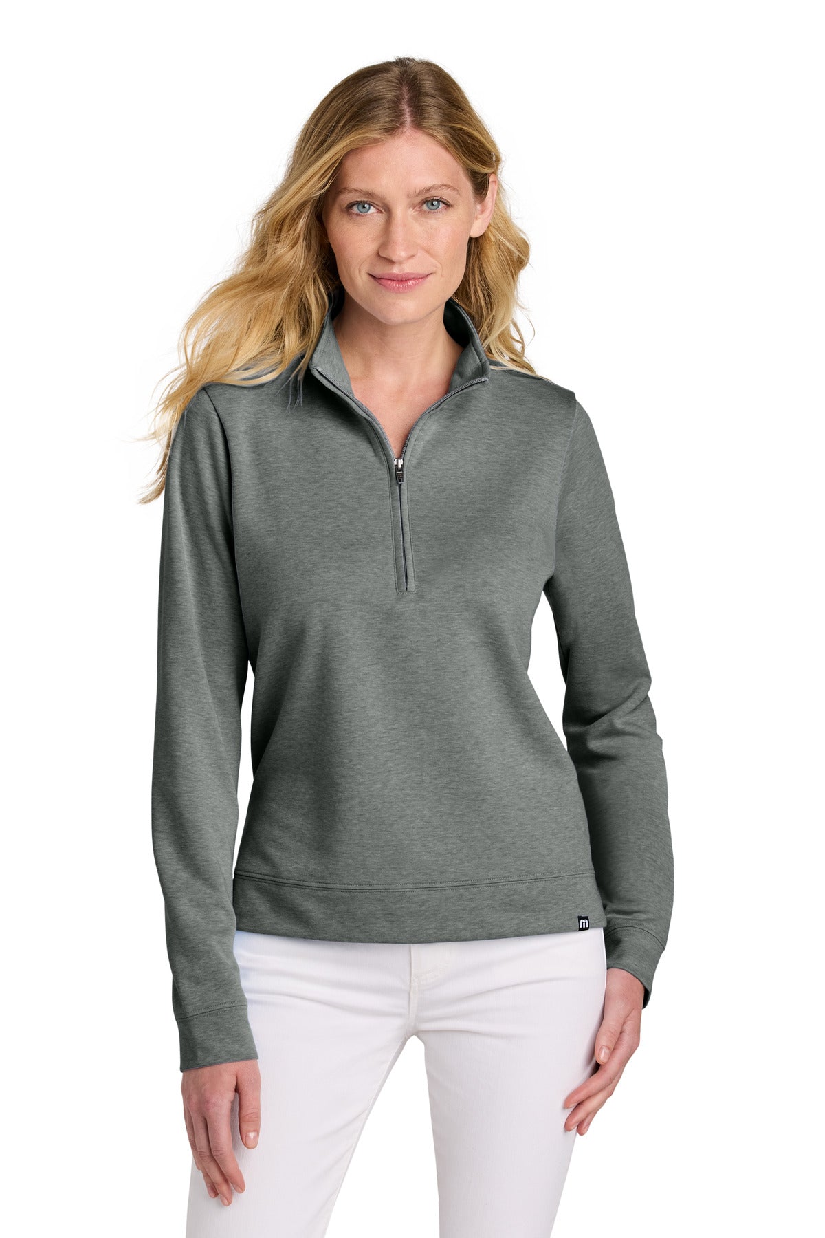 TravisMathew Women's Coveside 1/2-Zip TM1LD007 in Dark Grey Heather