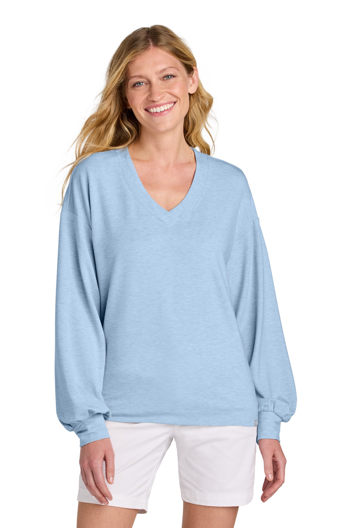 TravisMathew Women's Long Weekend V-Neck TM1LD009 in Kentucky Blue Heather