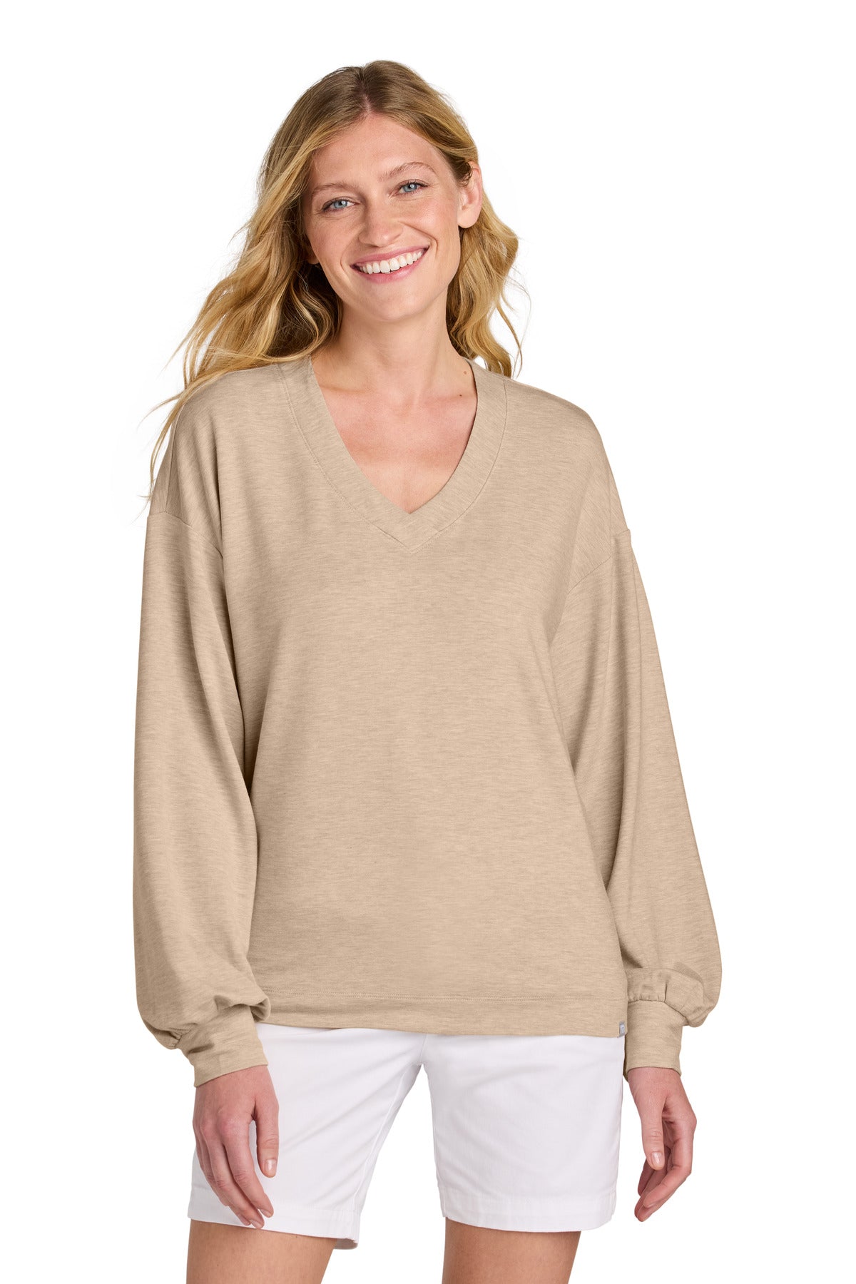 TravisMathew Women's Long Weekend V-Neck TM1LD009 in Natural Heather