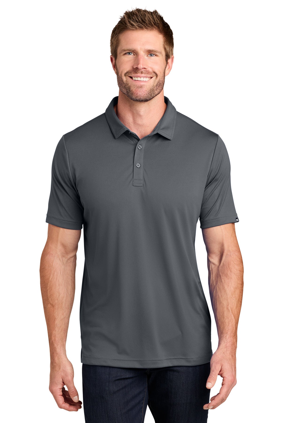 TravisMathew Coto Performance Polo. TM1MU410 in Quiet Shade Grey/ Black