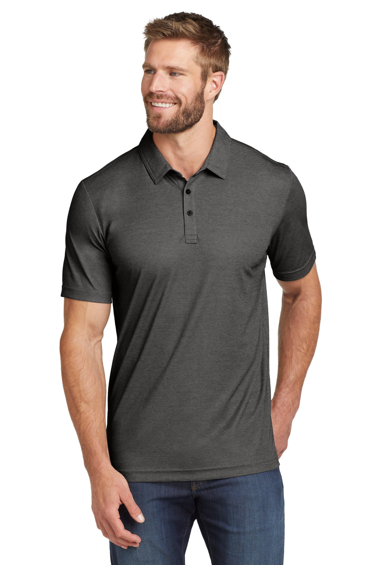 TravisMathew Oceanside Heather Polo. TM1MU412 in Black Heather