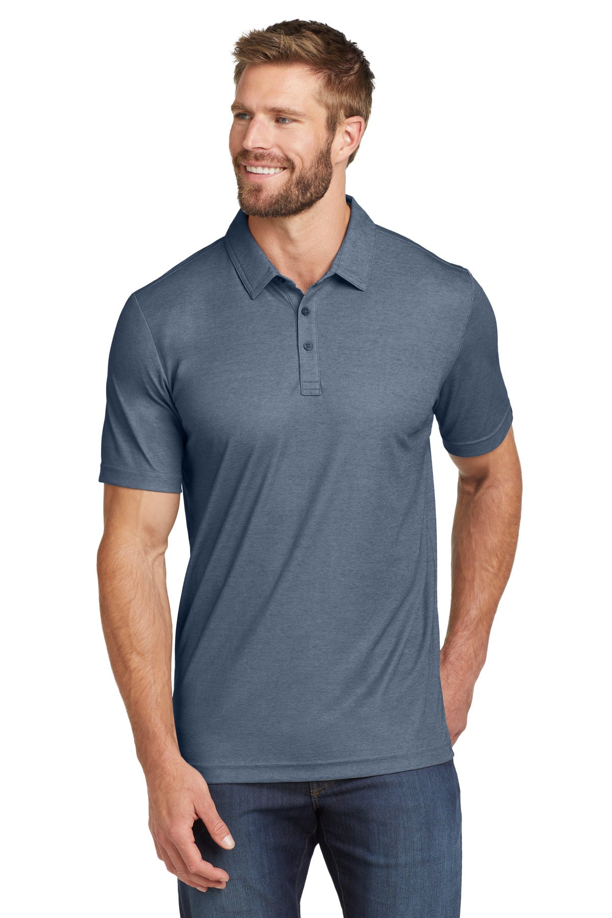 TravisMathew Oceanside Heather Polo. TM1MU412 in Blue Nights Heather