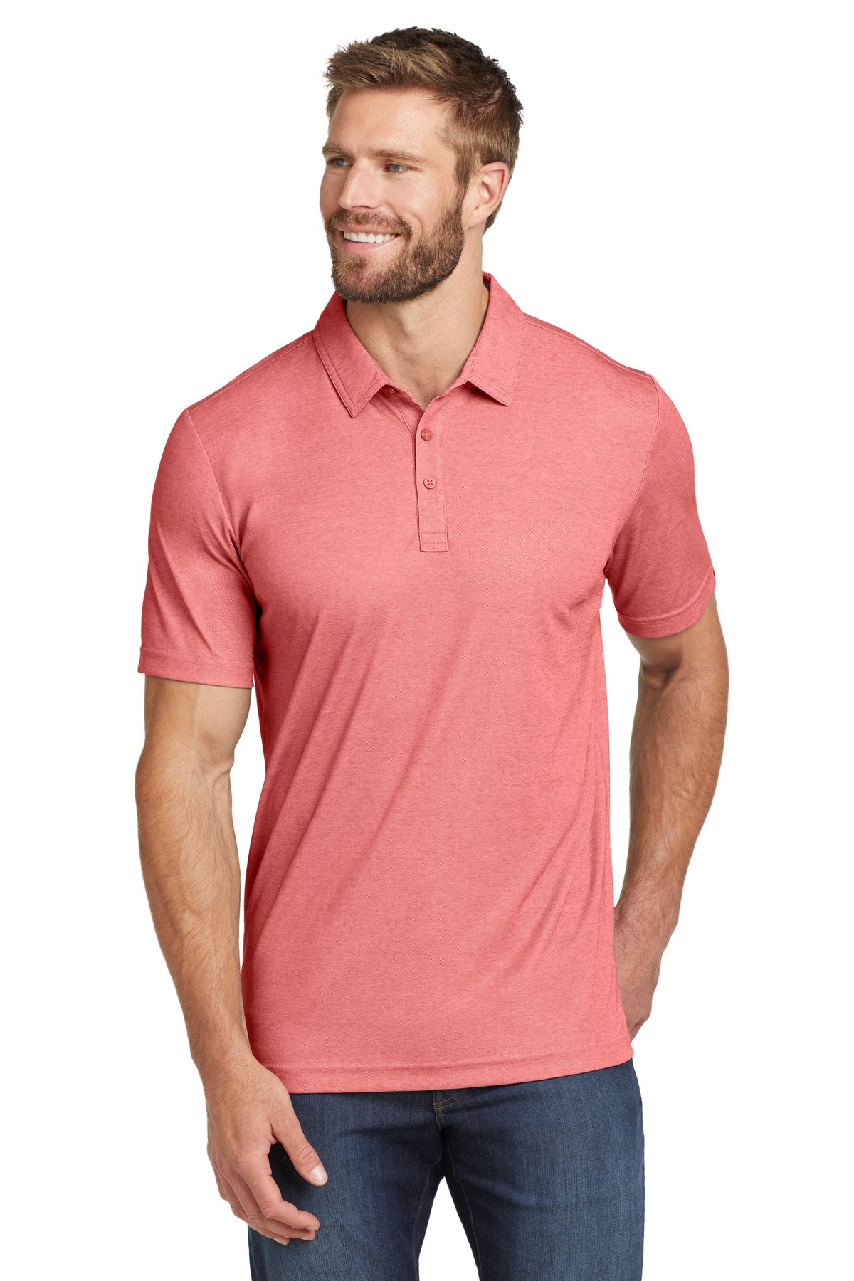 TravisMathew Oceanside Heather Polo. TM1MU412 in Cardinal Heather
