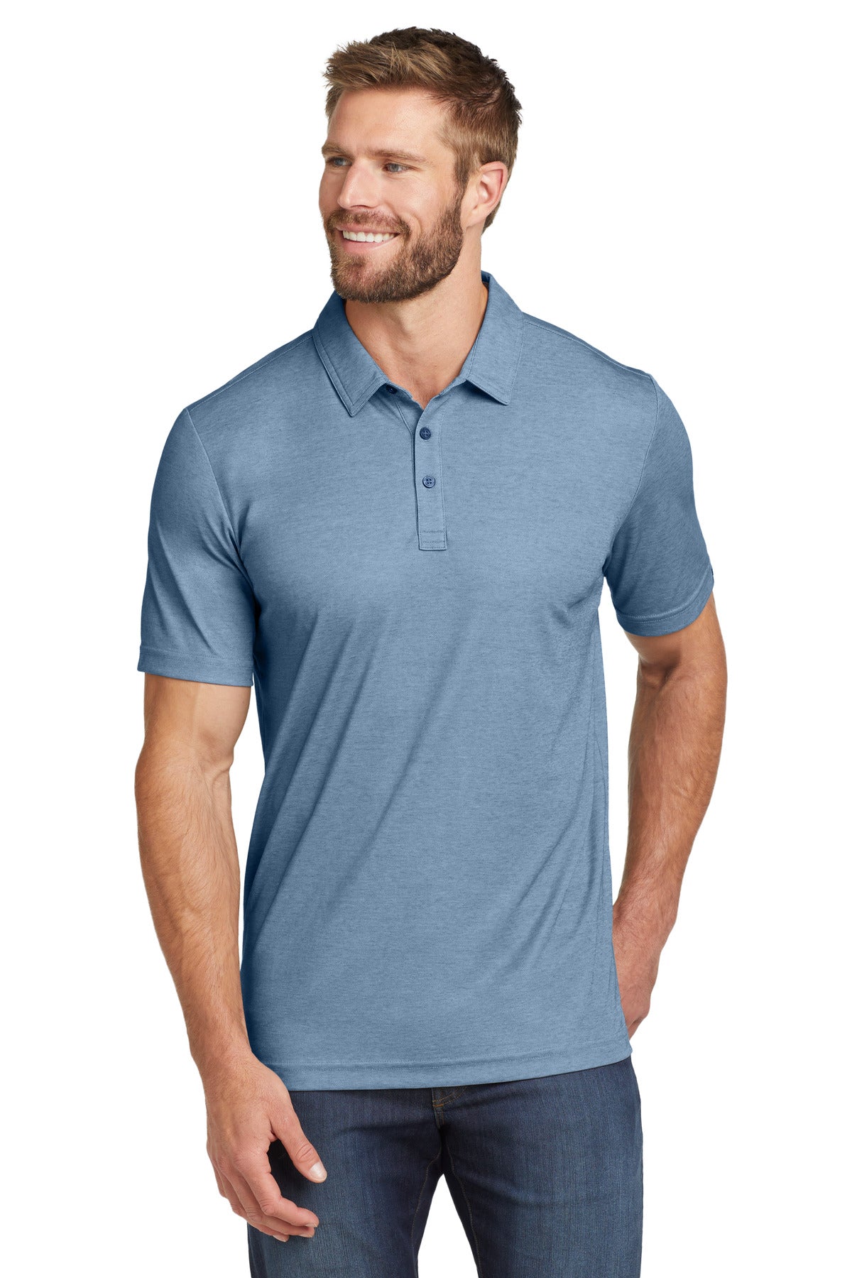 TravisMathew Oceanside Heather Polo. TM1MU412 in Classic Blue Heather