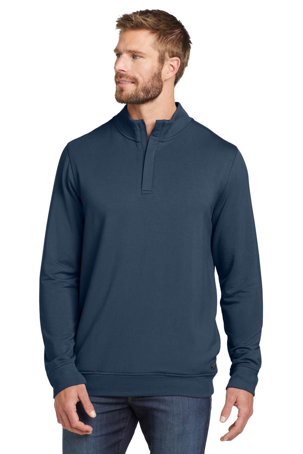 TravisMathew Newport 1/4-Zip Fleece. TM1MU419 in Blue Nights