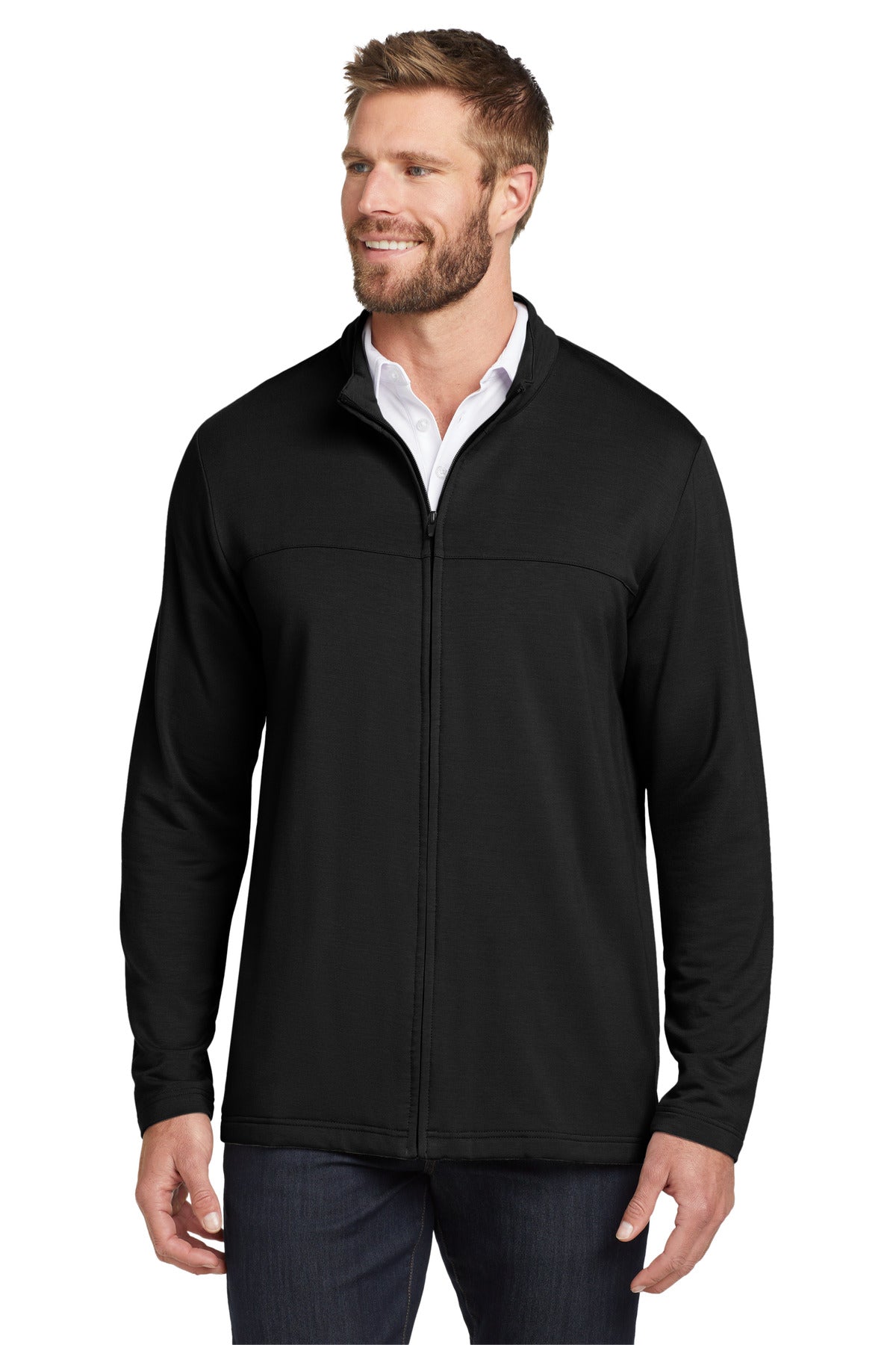 TravisMathew Newport Full-Zip Fleece. TM1MU420 in Black
