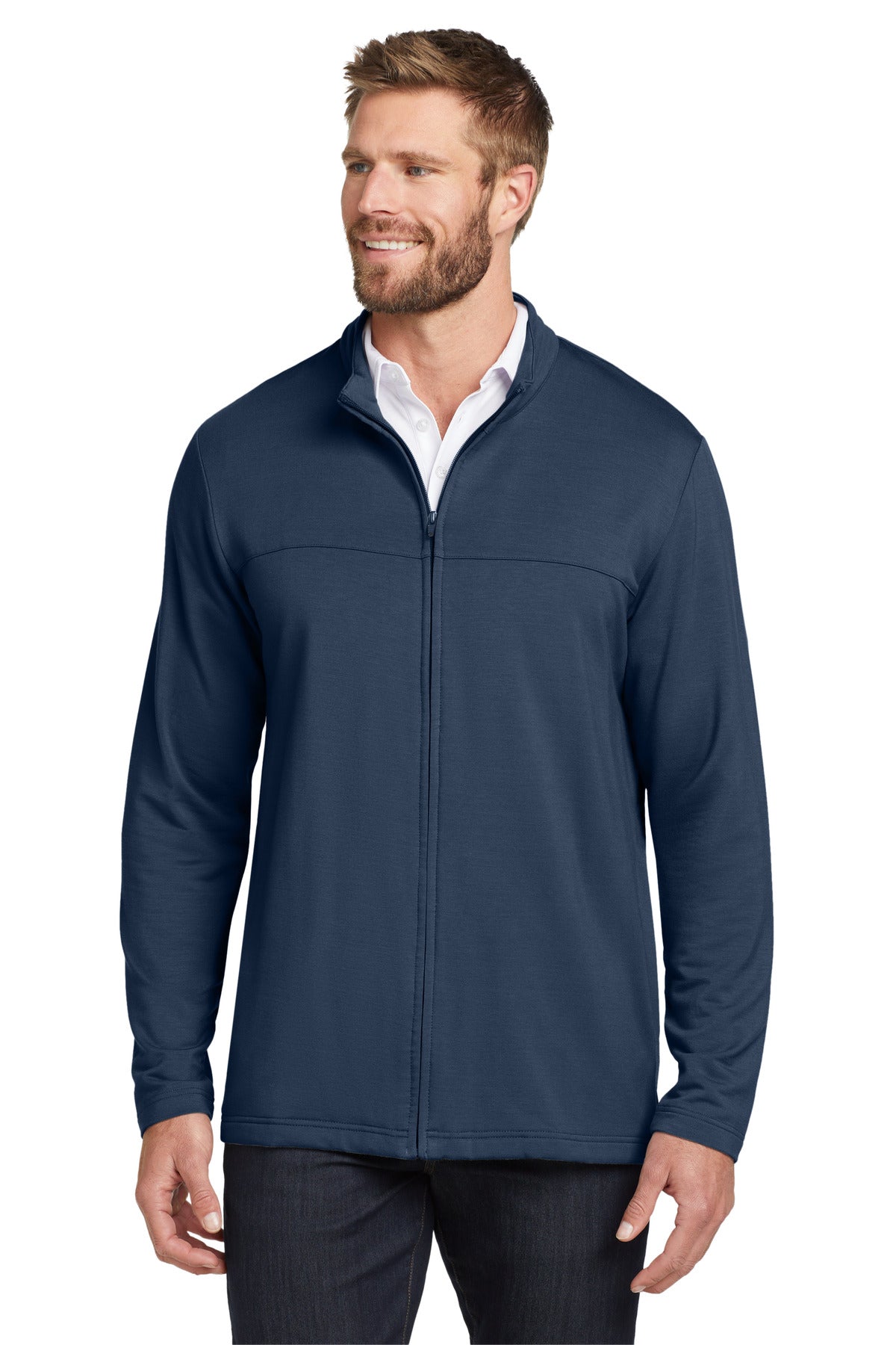 TravisMathew Newport Full-Zip Fleece. TM1MU420 in Blue Nights